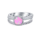 3Piece Wedding Ring Band Round Simulated Cubic Zirconia 925 Sterling Silver