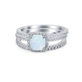 3Piece Wedding Ring Band Round Simulated Cubic Zirconia 925 Sterling Silver