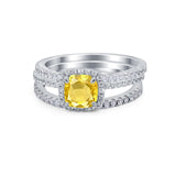 3Piece Wedding Ring Band Round Simulated Cubic Zirconia 925 Sterling Silver