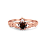 Heart Shape Simulated Cubic Zirconia Claddagh Wedding Ring 925 Sterling Silver