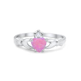 Heart Shape Simulated Cubic Zirconia Claddagh Wedding Ring 925 Sterling Silver