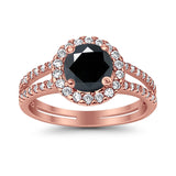 Halo Split Shank Engagement Ring Simulated Cubic Zirconia 925 Sterling Silver