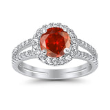 Halo Split Shank Engagement Ring Simulated Cubic Zirconia 925 Sterling Silver