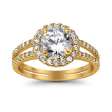 Halo Split Shank Engagement Ring Simulated Cubic Zirconia 925 Sterling Silver