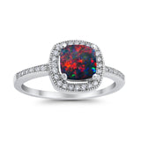 Halo Art Deco Design Ring Round Simulated Cubic Zirconia 925 Sterling Silver