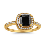Halo Art Deco Design Ring Round Simulated Cubic Zirconia 925 Sterling Silver