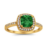 Halo Art Deco Design Ring Round Simulated Cubic Zirconia 925 Sterling Silver