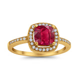 Halo Art Deco Design Ring Round Simulated Cubic Zirconia 925 Sterling Silver