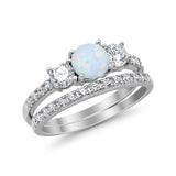3-Stone Wedding Bridal Piece Ring Simulated Cubic Zirconia 925 Sterling Silver