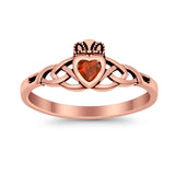 Celtic Knot Claddagh Ring Simulated Cubic Zirconia 925 Sterling Silver