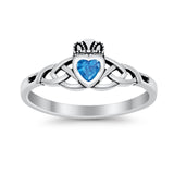 Celtic Knot Claddagh Ring Simulated Cubic Zirconia 925 Sterling Silver