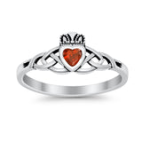 Celtic Knot Claddagh Ring Simulated Cubic Zirconia 925 Sterling Silver