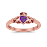 Irish Claddagh Heart Promise Ring Simulated Cubic Zirconia 925 Sterling Silver