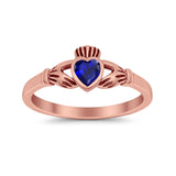 Irish Claddagh Heart Promise Ring Simulated Cubic Zirconia 925 Sterling Silver