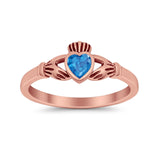 Irish Claddagh Heart Promise Ring Simulated Cubic Zirconia 925 Sterling Silver