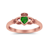 Irish Claddagh Heart Promise Ring Simulated Cubic Zirconia 925 Sterling Silver