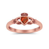 Irish Claddagh Heart Promise Ring Simulated Cubic Zirconia 925 Sterling Silver