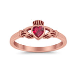 Irish Claddagh Heart Promise Ring Simulated Cubic Zirconia 925 Sterling Silver
