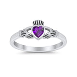 Irish Claddagh Heart Promise Ring Simulated Cubic Zirconia 925 Sterling Silver