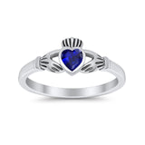 Irish Claddagh Heart Promise Ring Simulated Cubic Zirconia 925 Sterling Silver