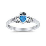 Irish Claddagh Heart Promise Ring Simulated Cubic Zirconia 925 Sterling Silver