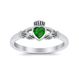 Irish Claddagh Heart Promise Ring Simulated Cubic Zirconia 925 Sterling Silver