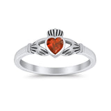 Irish Claddagh Heart Promise Ring Simulated Cubic Zirconia 925 Sterling Silver
