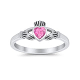 Irish Claddagh Heart Promise Ring Simulated Cubic Zirconia 925 Sterling Silver