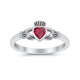 Irish Claddagh Heart Promise Ring Simulated Cubic Zirconia 925 Sterling Silver