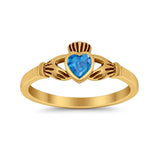 Irish Claddagh Heart Promise Ring Simulated Cubic Zirconia 925 Sterling Silver