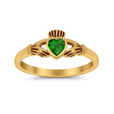 Irish Claddagh Heart Promise Ring Simulated Cubic Zirconia 925 Sterling Silver