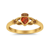 Irish Claddagh Heart Promise Ring Simulated Cubic Zirconia 925 Sterling Silver
