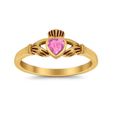 Irish Claddagh Heart Promise Ring Simulated Cubic Zirconia 925 Sterling Silver