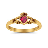 Irish Claddagh Heart Promise Ring Simulated Cubic Zirconia 925 Sterling Silver