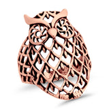 Filigree Owl Ring Band 925 Sterling Silver Lucky Owl