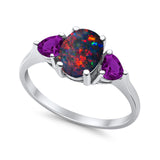 Fashion Promise Ring 3-Stone Simulated Amethyst Cubic Zirconia 925 Sterling Silver