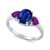 Fashion Promise Ring 3-Stone Simulated Amethyst Cubic Zirconia 925 Sterling Silver