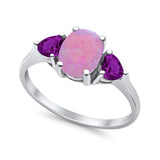 Fashion Promise Ring 3-Stone Simulated Amethyst Cubic Zirconia 925 Sterling Silver