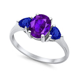 Fashion Promise Ring Simulated Blue Sapphire Cubic Zirconia 925 Sterling Silver