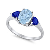 Fashion Promise Ring Simulated Blue Sapphire Cubic Zirconia 925 Sterling Silver