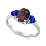 Fashion Promise Ring Simulated Blue Sapphire Cubic Zirconia 925 Sterling Silver