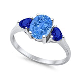 Fashion Promise Ring Simulated Blue Sapphire Cubic Zirconia 925 Sterling Silver