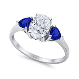 Fashion Promise Ring Simulated Blue Sapphire Cubic Zirconia 925 Sterling Silver