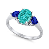 Fashion Promise Ring Simulated Blue Sapphire Cubic Zirconia 925 Sterling Silver