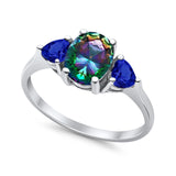 Fashion Promise Ring Simulated Blue Sapphire Cubic Zirconia 925 Sterling Silver