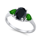 Fashion Promise Ring 3-Stone Simulated Emerald Cubic Zirconia 925 Sterling Silver