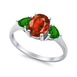 Fashion Promise Ring 3-Stone Simulated Emerald Cubic Zirconia 925 Sterling Silver