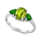 Fashion Promise Ring 3-Stone Simulated Emerald Cubic Zirconia 925 Sterling Silver