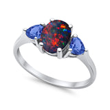 Fashion Promise Ring Simulated Tanzanite Cubic Zirconia 925 Sterling Silver