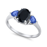 Fashion Promise Ring Simulated Tanzanite Cubic Zirconia 925 Sterling Silver